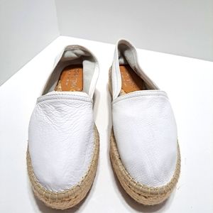 MAYPOL White Leather Platform Espadrille Slip On  Size 39/8.5 - 8